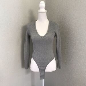 Nova Vintage Gray Ribbed Bodysuit